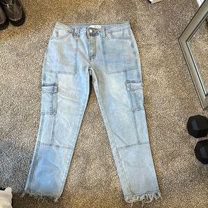 Kancan Light Blue Cargo/ Straight Leg Jeans